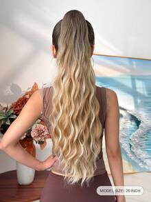 Tóc nối tổng hợp gợn sóng ombre 26 inch, kiểu đuôi ngựa cài kẹp, sợi chịu nhiệt, phù hợp cho phụ nữ và bé gái, dùng cho tiệc tùng và hàng ngày. - Nhiều màu - Xem 3