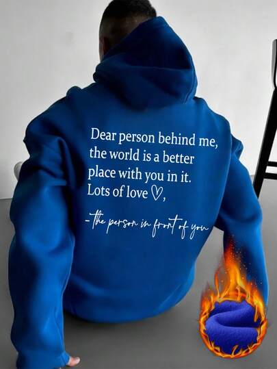  Zrgoth Men's Casual Versatile Healing Warm Slogan Print Kangaroo Pocket Hoodie Sweatshirt, Suitable For Couples, Autumn/Winter