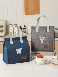 1pc A-Z Letter Large Capacity Hook And Loop Sealed Travel Portable Lunch Bag, Handbag, Outdoor Insulated Lunch Box Bag, Suitable For Work, Office, School, Waterproof, Keeps Food Fresh And Warm, Aluminum Foil Insulation Container, Suitable For Outdoor Dining, Work , Home, Restaurant, Beverages, Candy, Fruit, Pastries, Snacks, Nuts, Lunch Bag - Multicolor - View 4