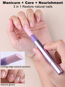 三合一美甲精华笔，用于去除死皮、抛光甲床、滋养指甲、修甲、角质护理，美甲沙龙用品，DIY美甲（3/2/1件装） - 彩色 - 查看 3