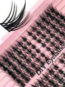 144 Pcs C Curl Lash Extension 12 Rows Natural Look Cross Style Individual Clusters Eyelashes Left And Right 9-14mm Mixed Cluster Lash Extensions Thick Wispy Cat Eye Lashes Extension For Party And Daily Makeup - C - View 3