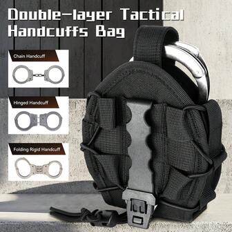 Ueasy Funda doble para esposas, Funda para esposas para cinturón de servicio, Estuche para esposas Molle para chaleco que se ajusta a esposas rígidas tipo ASP/Articuladas/Cadena/Plegables, Funda para esposas, Aplicación de la ley, Guardia de