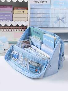 大容量可拆卸透明多口袋铅笔盒 - 便携式大号多功能学生笔袋，桌面立式文具盒，可收纳计算器、笔记本和钢笔 - 适合学校、办公室和旅行 - 适合学生、专业人士、男女通用，学校文具收纳盒，多功能收纳盒，拉链封口，单个铅笔盒，不含配件和贴纸