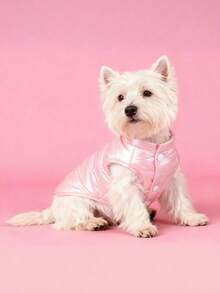 1pc Pet Insulated Jacket, Lightweight & Comfortable Warm Pet Clothes, Suitable For Small To Medium Dogs And Cats, Autumn/Winter - Pink - View 2