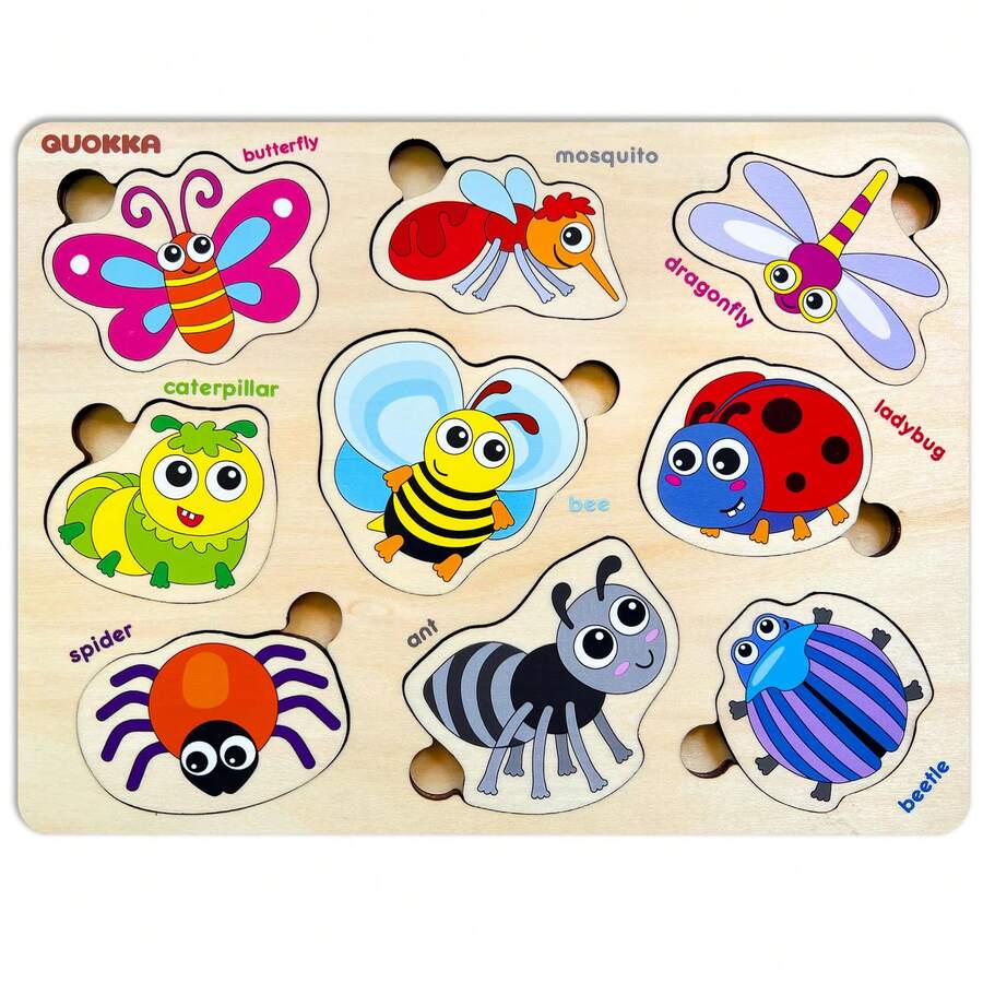 QUOKKA Wooden Puzzles For Toddlers Ages 1-3 –  Educational Wooden Toys For Kids Ages 3-5 - Animal Sea, Bugs And Birds  Learning Toy For Kids - Bugs - 查看 1