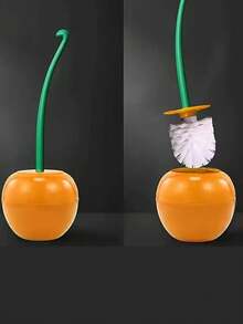 Cherry Toilet Brush Household Long Handle Soft Hair Toilet Brush Daily Creative Plastic Cleaning Brush Toilet Brush Set - Multicolor - View 4