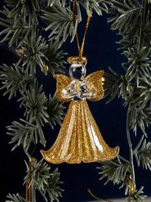 6pcs/1pc Christmas Angel Ornaments, Christmas Decorations, Glass Angel Hanging Decorations, Suitable For Christmas Trees, Clear Glass Angel Shaped Decorations, Perfect For Dining Tables, Fireplaces, Living Rooms, Holiday Gifts. Christmas Gifts, New Year Gifts