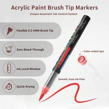 Bộ bút lông màu Acrylic 240 màu/chiếc, kiểm soát mực Acrylic tự chảy, bút lông đầu nỉ gốc cồn, lưu lượng mực phong phú, phân loại màu toàn diện, nhiều màu có thể xếp chồng, độ phủ cao, bộ văn phòng phẩm đầu nỉ, thích hợp cho vải bạt, tranh đá, gỗ, đá, thủy tinh, gốm sứ, tranh dệt, đồ thủ công DIY, đồ dùng học tập cho năm học mới, 8/12/24/36 màu/chiếc - Nhiều màu - Xem 11