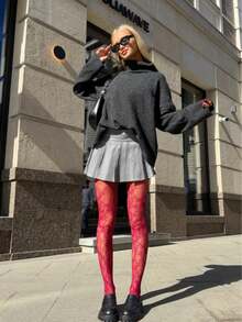 1 pieza Medias de red de araña de alta elasticidad y talla grande, medias negras sexys de estilo gótico vintage para mujer, adecuadas para Halloween, Y2K