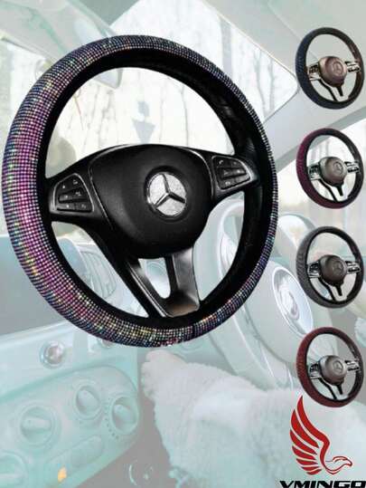  Protector funda cubre volante brillante diamante auto moda Vmingo México accesorio vehículo funda volante brillo decorativo diseño moderno resistente