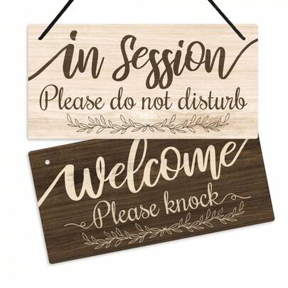 1pc Modern Double-Sided Sign - "Do Not Disturb Meeting" And "Welcome Please Knock" - Hanging Plaque Suitable For Home, Office, Business, Meetings - No Power Needed, No Feathers, 10 X 5 Inches
