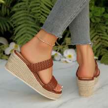 Summer Shoes Outdoor Beach Walking Travel Wedges Heels Platform Sandals For Women Wedge Sandals Open Toe Comfortable Espadrilles - 棕色 - 查看 10