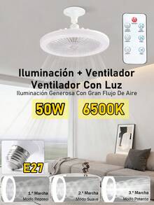 Fan Light, With Remote Control Ceiling Fan Light, Small Semi-Recessed Installation, Suitable For Silent And Invisible Ceiling Fan Lights In Balconies, Corridors, Restaurants And Kitchens - Monochrome - View 2