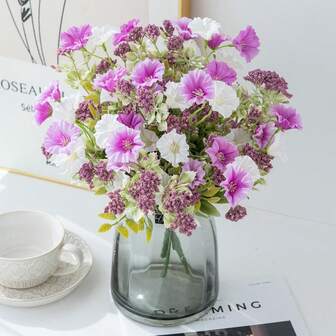 1/80pcs 13.38inch Artificial Flower-Morning Glory, Bride Holding Bouquet, Wedding Decoration, Diy Wreath Materials, Birthday Party Decoration Materials, Home Dining, Living Room, Vase, Outdoor Garden, Winter Home Decoration, Birthday Gift