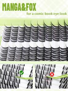 112 piezas Kit de racimos de pestañas SZY C Curl DIY Extensión de pestañas individuales falsas de manga estilo anime de 10-18 mm con pegamento para pestañas y removedor de pestañas y pinzas para pestañas - Negro - Ver 6