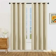 1/2 tấm rèm cản sáng nhẹ tùy chọn, rèm cản sáng 100% có vòng kim loại, rèm phòng khách/phòng ngủ, rèm màu hồng - Màu be - Xem 23