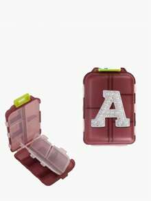 1pc New Pearl Letter A-Z 10 Grids Pill Box Organizer - Portable Folding Medicine Box, Daily Medication Planner And Capsule Dispenser, Suitable For Travel, Vitamins, Supplements, Weekly Travel Pill Box, Travel Pill Organizer - Multicolor - View 108