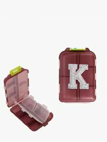 1pc New Pearl Letter A-Z 10 Grids Pill Box Organizer - Portable Folding Medicine Box, Daily Medication Planner And Capsule Dispenser, Suitable For Travel, Vitamins, Supplements, Weekly Travel Pill Box, Travel Pill Organizer - Multicolor - View 114