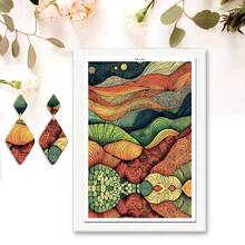 1 件华丽抽象油画系列图案软陶瓷耳环水转印纸彩绘豹纹手工粘土一次性水溶性贴纸 - 彩色 - 查看 19