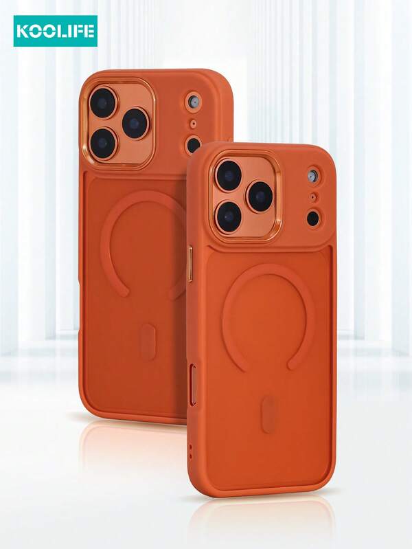 Koolife 1pc Skin-Feel Electroplated Matte Magnetic Protective Case Compatible With IPhone 17, 17 Pro Max, 17, 17 Pro, 17 Air, Anti-Slip Anti-Drop Matte Skin-Feel Ultra-Thin Hard Shell, Starry Orange
