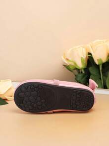 1 Pair Fashion Flat Shoes For Infants, New Kids Flat Shoes, Girls Flabowknotot Shoes - Pink - View 5