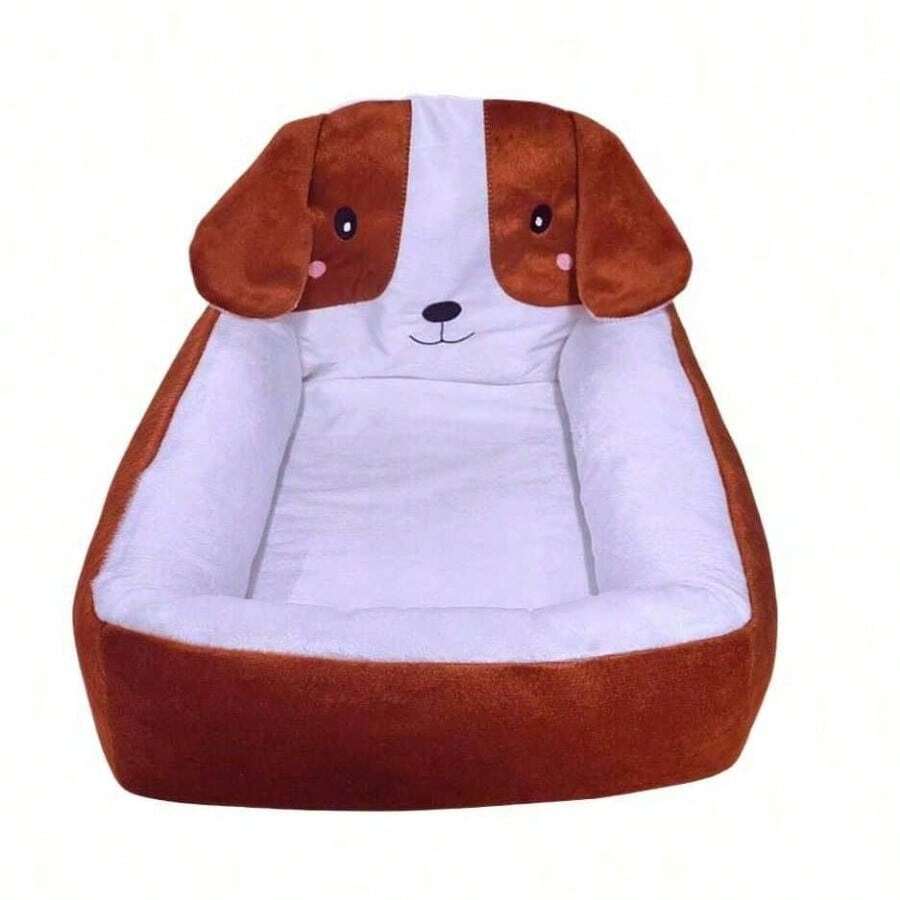 Cama Pet Gato e Cachorro Com Cabeceira e Bordado Confortável Caminha Enchimento - Marrom - Visão 1