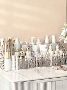 1PC Bathroom Storage Rack, Cosmetics Display Tray, Cosmetics Storage Basket, Nail Patch Storage Box, Office Supplies Storage Rack, Living Room Storage Cosmetics Storage Rack, Cosmetics Finishing Desk Stationery Storage Box, Open Storage Box, Dresser Cosmetics Storage Rack, Cosmetics Storage Rack Is Suitable For Bathroom - Transparent - View 6