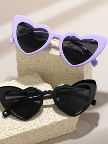 10副女士心形时尚眼镜，时尚猫眼心形时尚眼镜，复古可爱时尚眼镜 - 彩色 - 查看 2