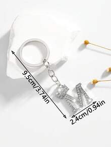 1pc Fashionable European And American Unisex Stylish High-Grade Letter Shape Hollow Out Rhinestone Decor Metal Keychain Bag Charm Car Accessories School Cute Goth Y2k - Silver - View 29