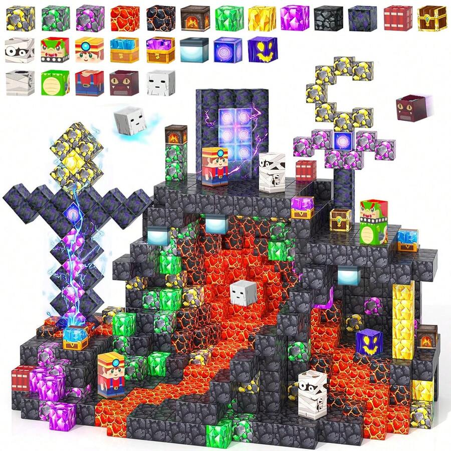 Magnetic Building Cube Game, Constructions Toys For Boys & Girls Age 3-4, 5 6 7 8 9 10, STEM Montessori Stacking Toy, Sensory Tiles Building Birthday For Toddlers