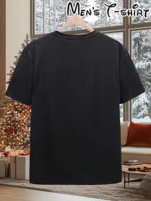 [ Christmas T-Shirt]  The Mandalorian & Grogu Christmas T-Shirt For Men |   Mandalorian Armor & Grogu Graphic With Logo, Breathable Round Neck Short Sleeve, Casual & Party Outfit, Birthday/Christmas Gift For Fans, Themed Events & Casual Attire - Noir - Voir 6