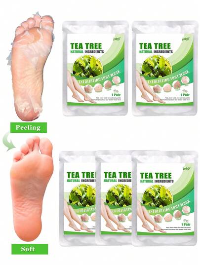 5 عبوات قناع تقشير القدم، مقشر يزيل البثور والجلد الميت، قناع القدم للقدم الجافة والمتشققة، أقنعة تقشير القدم للرجال والنساء لمسة ناعمة وناعمة، قناع تقشير القدم (شجرة الشاي) للنساء والرجال هدية عطلة رائعة