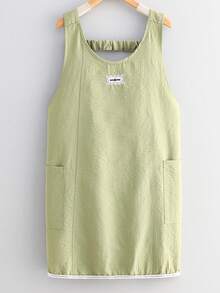 1件装可调节纯色弹力带无袖围裙，适合居家厨房烹饪，男女皆宜，简约设计 - 彩色 - 查看 13