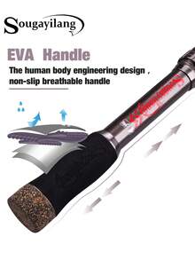 SOUGAYILANG 1支银色碳纤维纺车竿，长度可选1.8米/2.1米/2.4米/2.7米/3.0米，三层碳纤维竿身，EVA手柄，陶瓷导环，金属轮座，灵敏竿尖 - 銀色 - 查看 10