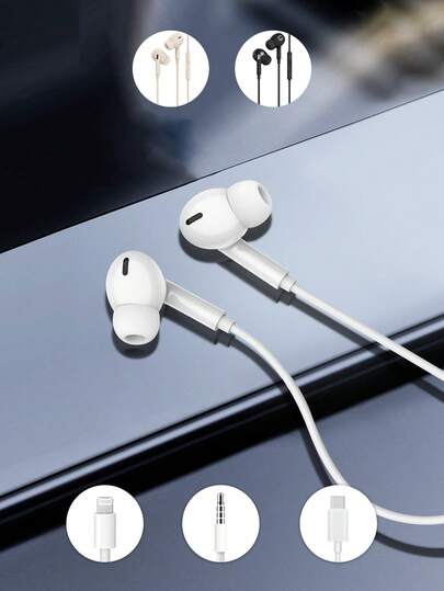 Auriculares con cable con control de cable y calidad de sonido de alta definición compatibles con dispositivos Apple 2/3/4 y de tipo C