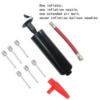 Juego de 10 piezas de herramienta de inflado de baloncesto de 6 pulgadas, incluye bomba de aire, aguja, balón de fútbol, balón de voleibol, pelota de yoga, aro de natación, inflador portátil