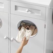 HOOBRO Dual Compartment Laundry Hamper Cabinet, Concealed Laundry Storage Cabinet With 2 Drawers & 2 Baskets, 20 Gallon Farmhouse-Style Bathroom Laundry Hamper Featuring 2 Clothes-Drop Openings, White - trắng - Xem 4