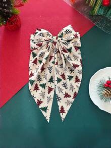 3件套新款圣诞树蝴蝶结发夹，圣诞老人雪人发饰，适合秋冬季发型装饰、圣诞节、节日派对、发爪、发夹、发卡 - 彩色 - 查看 4