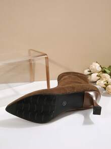 2025 Classic Pointed Toe Chunky Heel Elastic Ankle Boots For Women, Versatile Fashion Short Boots, Mid-Calf Boots