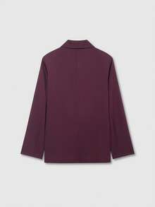 Blazer elegante da donna con collo a scialle, maniche lunghe, tasche, adatto per l'ufficio, per primavera, autunno, inverno e stagioni fredde - Bordò - Visualizzare 2