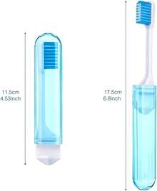 2 Pieces Travel Toothbrush Set, Soft Bristle Mini Foldable Tooth Brush With Case, Individually Wrapped Small Portable Travel Size Toiletries Stuff For Camping (Classic Color),25775104 - 霧霾藍 - 查看 2