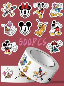 5 Volumes /500 Pieces Of Official Mickey Mouse Alien Roll Stickers For Diy Refrigerator Water Cup Decoration