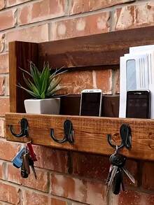 15个/包，5个双钩+10个螺丝，衣钩/墙钩，重型金属双钩，易于安装，适用于悬挂衣物、毛巾、钥匙、外套等，安装简便，非常适合卧室和浴室，优雅的房间装饰，家居收纳 - 黑色 - 查看 2