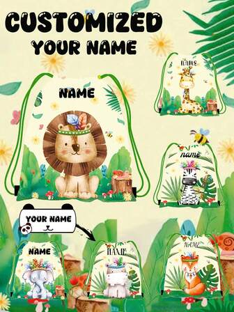 1 Confezione Design Slim. Tasche con cordoncino personalizzabili con stampe di animali carini e possono essere stampate con il tuo nome o auguri per le feste. Personalizza il tuo zaino. Questo zaino è perfetto per ragazze, ragazzi e adolescenti per uso quotidiano, inclusi uscite, viaggi, sport, nuoto, escursioni e altre attività all'aperto. Moda back to school