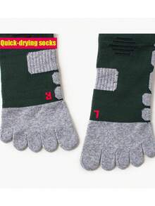 3 Pairs Men's Thick Terry Cushion Toe Socks, Professional Sports Compression Socks For Outdoor Fitness Running, Autumn/Winter Mid-Calf Cotton Socks - Multicolor - View 5