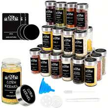 12/24 piezas Caja de especias de plástico con tapa, Frasco de especias de 120ml con etiqueta y marcas, Caja de especias con tapa de botella de especias, Adecuado para estantes, gabinetes y cajones de especias.