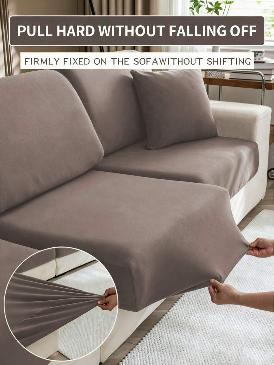 1pc Modern Minimalist Stretch Sofa Cover, Made Of Polyester Fiber, Machine Washable, Protects Sofa From Dust And Dirt, Suitable For All Seasons, Removable & Washable Fitted Sofa Cushion Cover