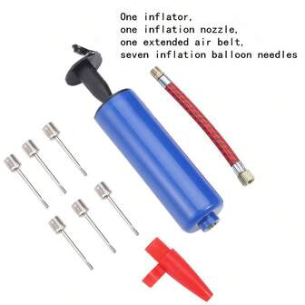 Juego de 10 piezas de herramienta de inflado de deportes de baloncesto de 6 pulgadas, incluye bomba de aire, aguja, balón de fútbol, balón de voleibol, pelota de yoga, aro de natación, inflador portátil