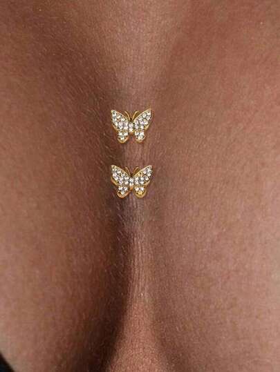 1pair Fashionable Gold Butterfly Cleavage Enhancer Adhesive Breast Pads