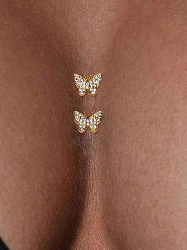 1pair Fashionable Gold Butterfly Cleavage Enhancer Adhesive Breast Pads